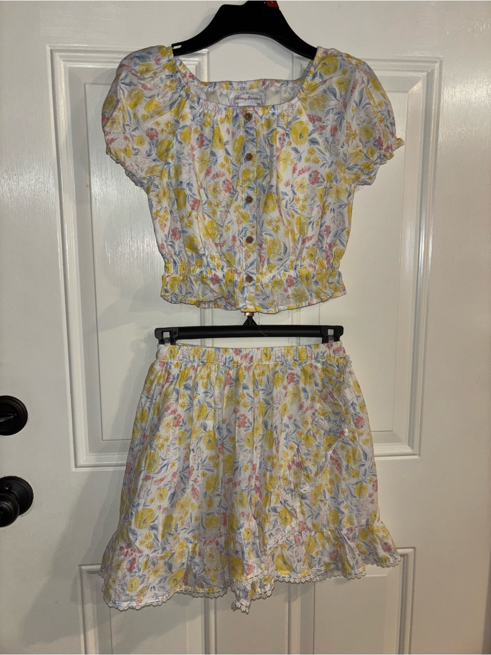 Tommy Bahama White Yellow Floral Two-Piece Girls' Set
